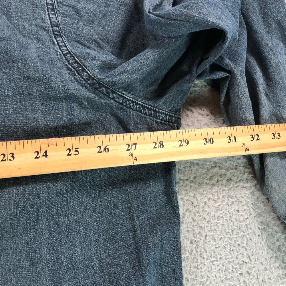 Harley Davidson Shirt Mens 3XL Blue Denim Western Pearl Snap Biker Long Sleeve - Picture 7 of 11